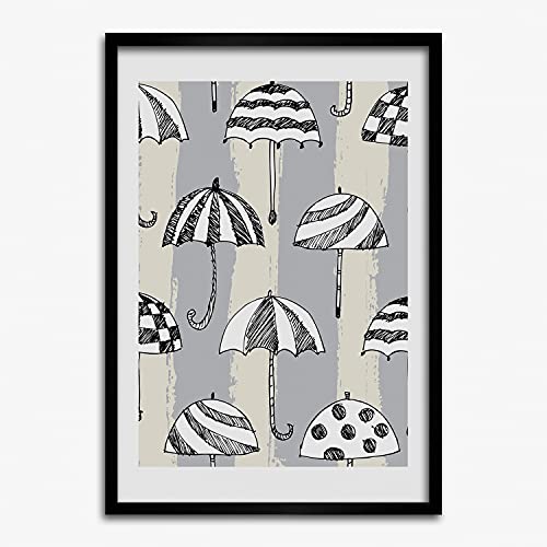 Cadre MDF 50x70 cm Tulup avec affiche de parapluies pour décoration