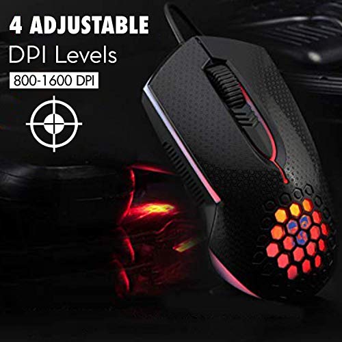 Image of BRIX R8 Comfortable Grip Ergonomic Wired Gaming Mouse, 1600 DPI Adjustable, 6D Button Optical PC