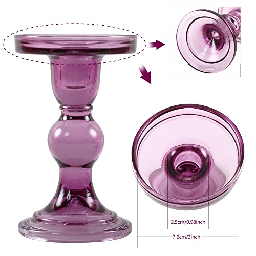 Gmwd 3 Pcs Glass Candle Holder Set Clear, Purple Candlesticks Holders Pillar Taper Candles Tealight Stand For Wedding Centerpieces Home Decorations Dining Table #TOP3