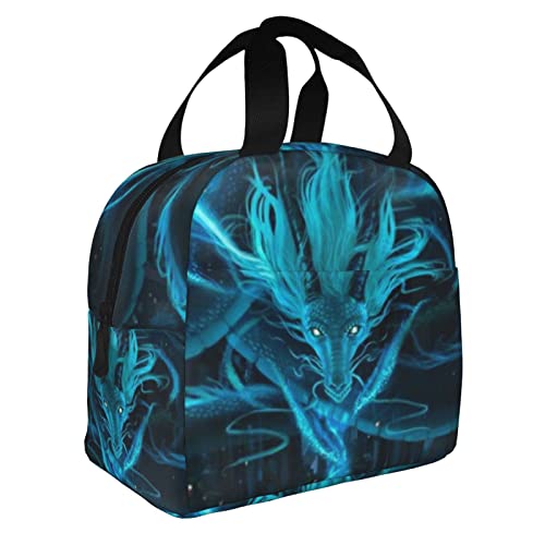 Blue Dragon and Girl Sac à déjeuner isotherme résistant à l'eau pour camping/travail/école Cover