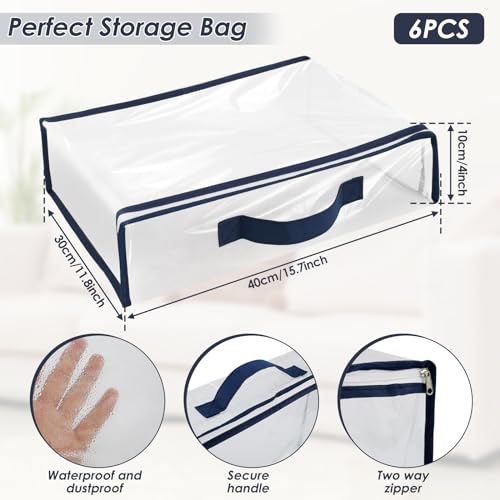 Goshoppers 6 Stück Aufbewahrungstasche mit ReißverschlussTransparente PVC Umzugstaschen Aufbewahrungsboxen mit Deckel Faltbare Reisetasche für Kleidung Kuscheltier Aufbewahrung und Organisation