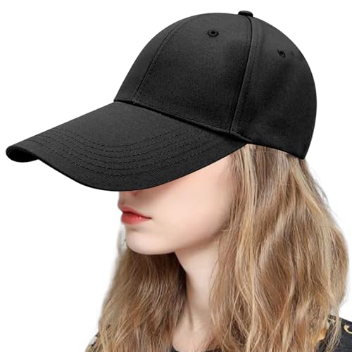 Gorra de béisbol, Gorras de béisbol de Visera Larga para Mujer, Gorra de Hombre, Sombrero de protección Solar para Viajes, Senderismo, picnics, Uso al Aire Libre, Negro, Gorras de Visera Larga