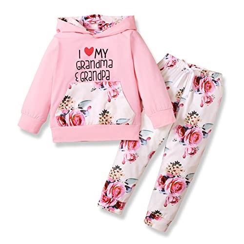 Patpat Toddler Girls Floral Hoodie Tops Pants Set Long Sleeve Sweatshirt With Pocket Clothes Set 18 Months-6 T #TOP21