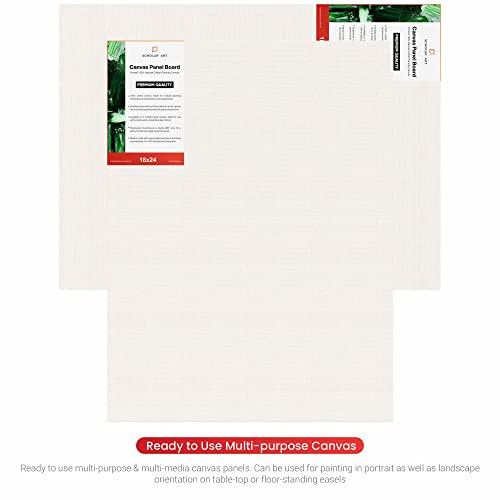 Image of Scholar Art Hobby Series 04 Oz (230 GSM) 100% Cotton Canvas Panel Board for Painting (White Blank Canvas Boards for Acrylic Paint, Oil Paint, Wet & Dry Media) | 18 inchx24 inch (45x60 cm), Pack of 4