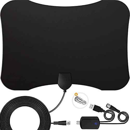 Indoor Tv Antenna,Amplified HD Digital TV Antenna Long 230 Miles Range,Indoor Smart Amplifier Signal Booster,360° Reception HDTV Antenna Supports 4K 1080p and All Older TVs-18ft Coax Cable