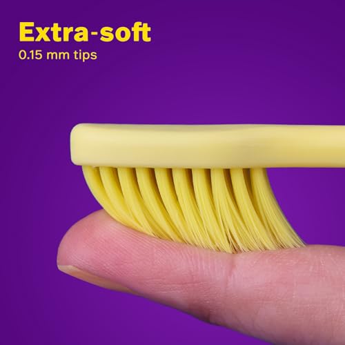 Image of Max Extra Soft Toothbrush for Adults with Sensitive Gums, Soft Bristle Toothbrushes, Wide Head for Back Teeth, Ergonomic Non-Slip Grip, BPA Free, Individually Wrapped, 4 Pack, Macaron Set