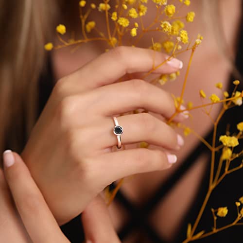 Round Shape Brilliant Cut Black Cz Cubic Zirconia Genuine 925 Sterling Silver Simulated Black Diamond Luxury Gift Ring for Her3