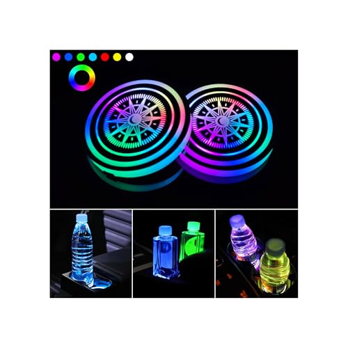 Luces LED para portavasos de carro 2 pcs 7 colores