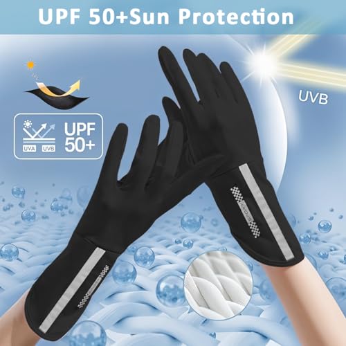 Image of PALAY Driving Gloves for Women, UV Protection Riding Gloves Women Sun Protection, Ice Silk Fashion Bike Gloves for Summer, Open Finger & Anti-slip Design Black