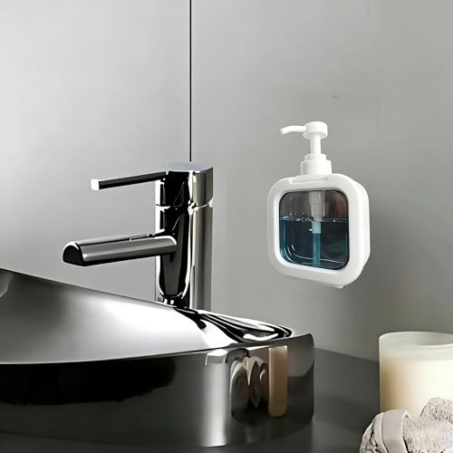 Image of Hand Soap Dispenser Bathroom, Shower Soap Dispenser Wall Mounted, Dish Dispenser for Kitchen, Shampoo and Conditioner Dispenser with Pump and Labels (White)