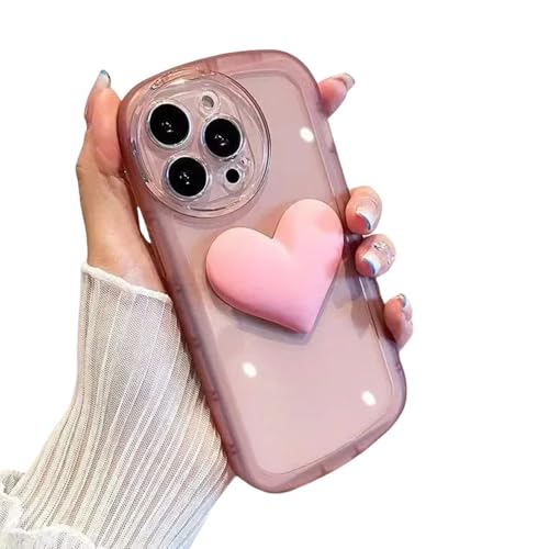 Coque de téléphone transparente avec cœur rose pour iPhone 15 souple anti-jaunissement et fine