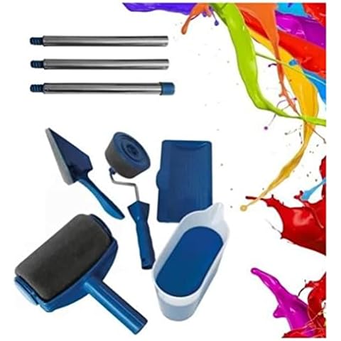 1 Set Paint Runner Pro Roller Brush Painting Handle Tool Practical Wall Painting Decorative Tool Blue 6pcs,Paint Runner Cover