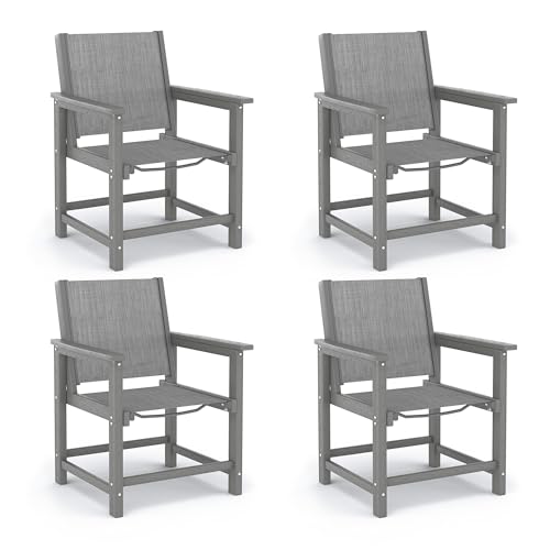 Image of Amopatio Patio Dining Chairs Set of 4 - Hdpe Outdoor Chairs Dining Sets with Wide Seat，All-Weather Heavy Duty Patio Chairs -for Poolside,Deck, Backyard, Garden,Grey