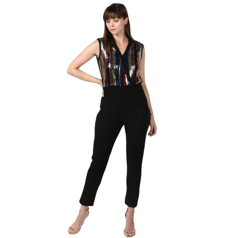 Tomar CreationWomen's Polyester Embellished Sleeveless Jumpsuit (Black, L)-PID61790-image-20