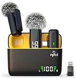 NPTCL Wireless Lavalier Microphone for iPhone Android Phone - USB Type C Mini Microphone with 24H Charging Case Noise Reduction for Video Recording Vlog YouTube TikTok