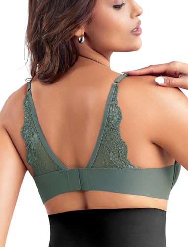 Image of Livona Lace Bralette for Women - Comfort Sports Bra Wireless Padded Bralette with Support Workout Tops Cami Crop S-XXL