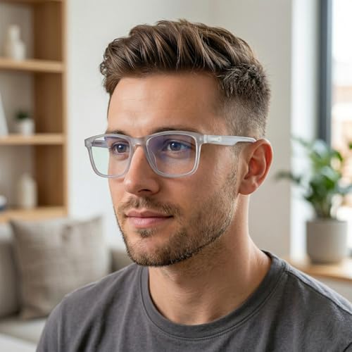 Image of UV Protection Glasses Blue Cut Blocking Harmful Rays Glasses for Men & Women Zero Power Computer Specs Eye Protection Lightweight Frame with Case & Cleaning Cloth