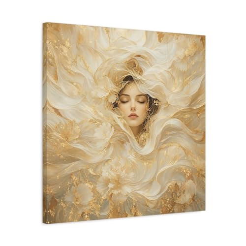 Toile féerique femme or et blanc 24x24 pouces pour déco murale salon