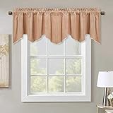 StangH Blush Velvet Valance Curtains - Thermal Insulated Scalloped Rod Pocket Half Window Curtain...