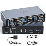 kvm switch hdmi 4k ️[Switch HDMI KVM USB3.0] Este conmutador de monitor HDMI para 2 computadoras está equipado con conectores de audio y micrófono y 3 puertos USB A adicionales. El ratón, el teclado, la unidad USB, la impresora, la cámara web y otros dispositivos USB se pueden compartir. La velocidad de transferencia USB3.0 puede alcanzar los 5Gbps. Consejo: el adaptador de alimentación de 5 V debe estar conectado durante el uso.