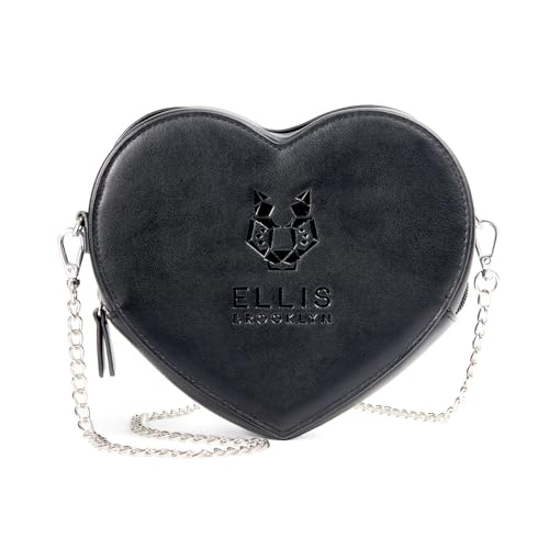 Ellis Brooklyn Vegan Leather Heart-Shaped Crossbody Purse, Black