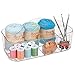 mDesign Plastic Portable Craft Storage Organizer Caddy Tote, Divided Basket Bin with Handle for Craft, Sewing, Art Supplies - Holds Paint Brushes, Colored Pencils, Stickers, Glue, Yarn - Large - Clear