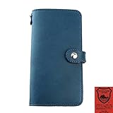 iPhoneSE（第2 第3世代）用ケース 日本製 栃木レザー ハンドメイド 全機種 手帳型 本革 ヌメ革 スマホケース (iPhoneSE（第2 第3世代）用, ブルー)