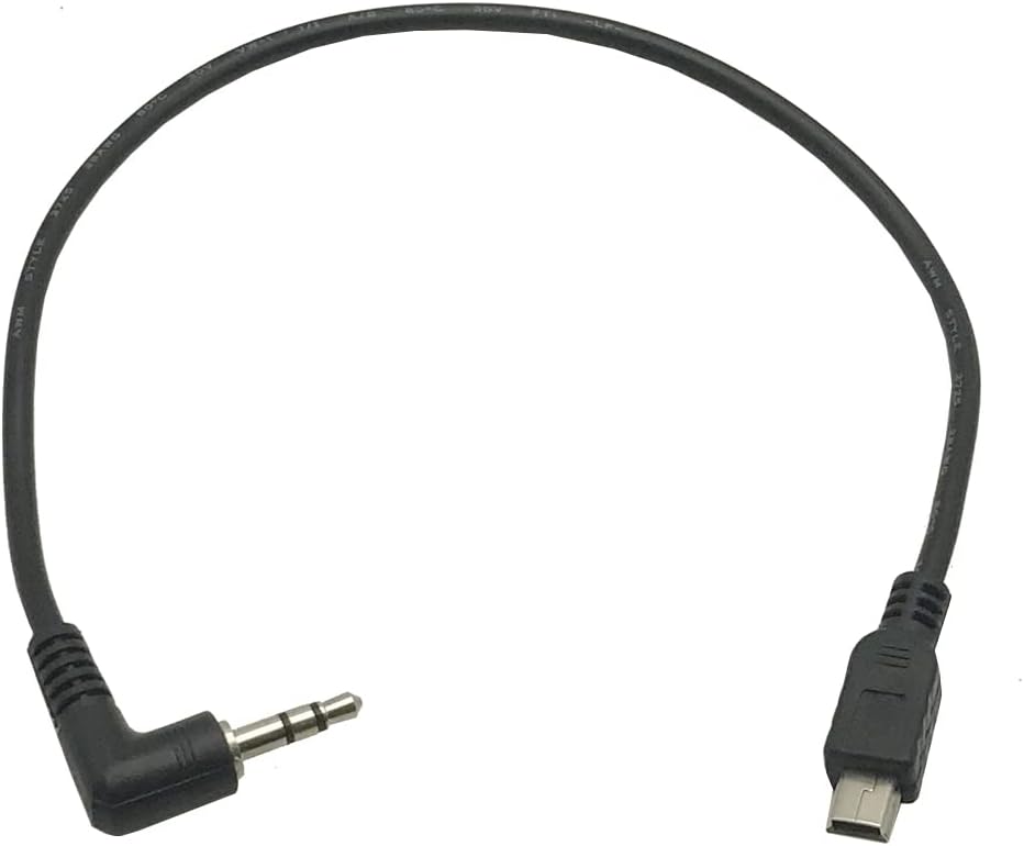 Seadream 30cm Right Angled 90 Degree 3-Pole 3.5mm DC Male AUX Audio Jack to Mini USB Male Microphone Adapter Cable 1PCS
