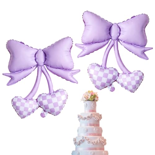 FBQ Purple Bow Foil Balloon Birthday Wedding Engagement DecorationsFBQ Purple Bow Foil Balloon Birthday Party Wedding Engagement Bow Themed Decorations Supplies(2 pcs)