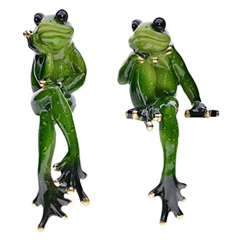 Cabilock 1 Paar Frosch Figur Garten Statue Skulpturen Harz Dekofigur Gartenfiguren Weihnachten Ornamente Gartendeko Tiere Cover