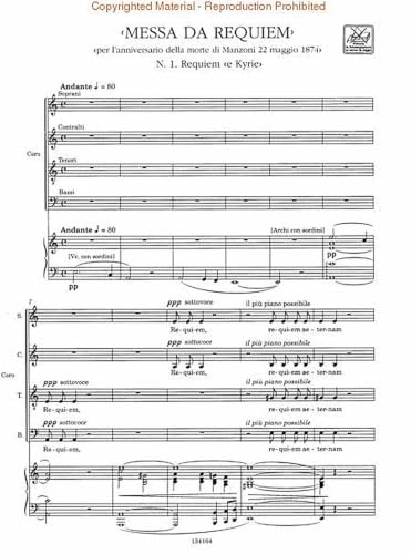Messa da requiem par l'anniversario della di Manzoni Morte, 22 maggio 1874. Riduzione par chanson et pianoforte (Prefazione en italien et francese): ... 1874 (Ediz.critica delle di opérer G.Verdi) – vue 4
