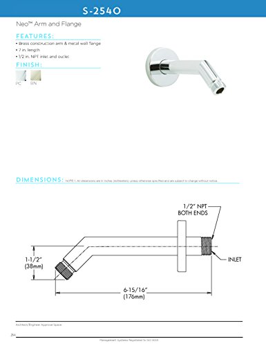 Speakman Neo S-2540 Shower Arm And Flange, 7", Polished Chrome #TOP2