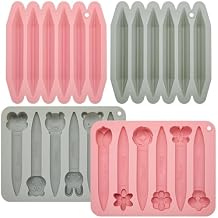 Tessco for you 4 Pack Assorted Crayon Molds Cavity 3D Crayon Silicone Mold Triangular Silicone Chocolate Making for DIY Wax Crayons Candle Melting Animal Flower Chocolate Pen Shapes, Pink Gray