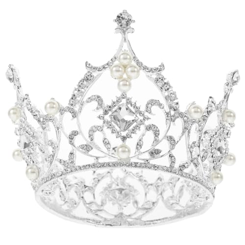 Corona barroca de lujo con perlas selectas y pedrería fina para novias