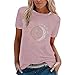 Blusa larga para mujer de manga corta y informal, camiseta de manga corta, cuello redondo, holgada, parte superior de la camiseta, impresora, Rosa., XXL