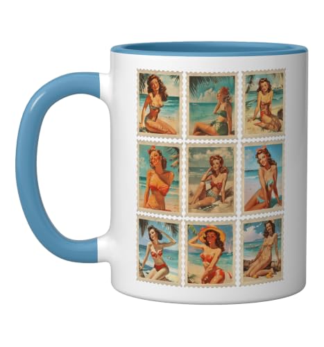Taza Vintage estilo Pinup playa retro en cerámica 11 oz miniatura 1