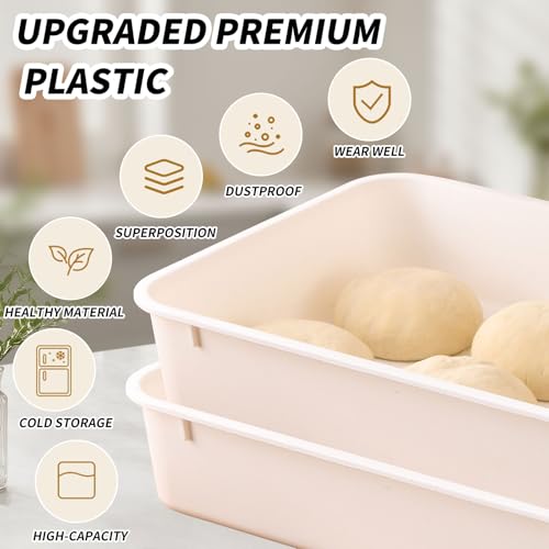 Image of 2 Pack Pizza Dough Proofing Box, Pizza Storage Container，Food Storage Containers with Lids，Pizza Pack Container Expandable，Bread Proofing Box，Stackable Commercial Quality Trays with Covers