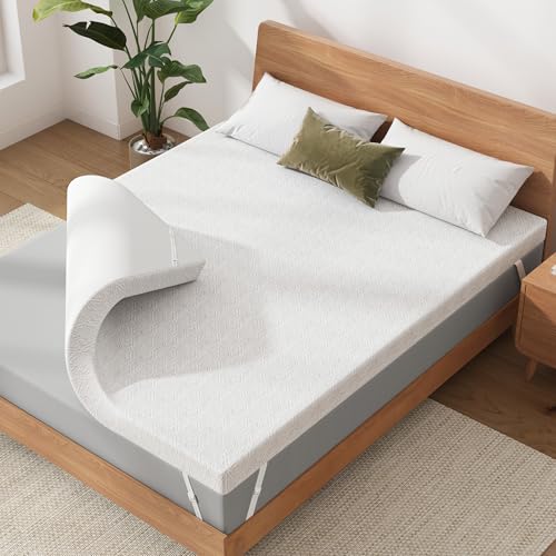 Topper Viscoelástico 180x200, Grosor 8 cm, Topper Colchón de Gel, Cubrecolchones Memory Foam Mattress Toppers, Sobrecolchón para Gel, Cubrecolchón Extraíble y Lavable, Blanco