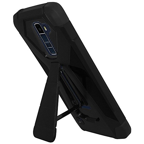 AMZER Dual Layer Hybrid Kickstand Case Skin for LG K10 - Retail Packaging - Black