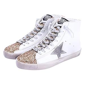 Women’s High Top Fashion Flat Sneakers Distressed Design Lace up Star Glitter Shoes