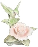 Cosmos 96441 Fine Porcelain Mini Hummingbird with Rose Figurine, 3-Inch