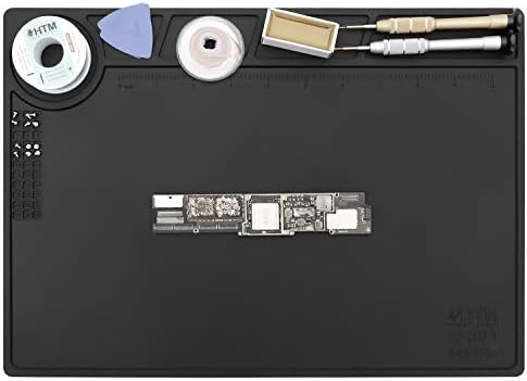 HTM-201 Black Silicone Repair Mat Heat Resistant Electronic Repair Mat for Soldering, Electronics, Computer Repair Etc
