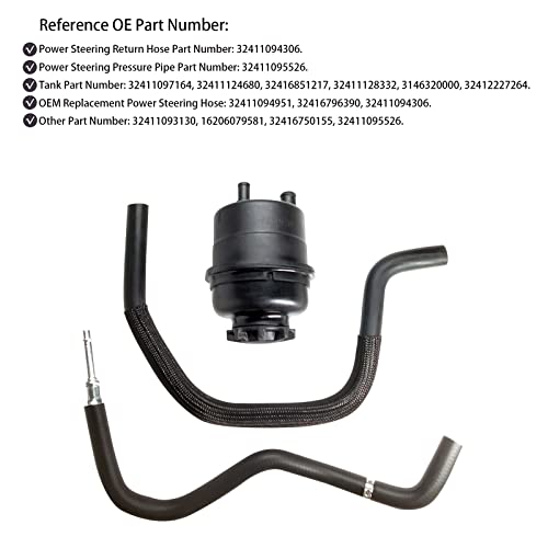 image for WGBAB Power Steering Fluid Reservoir and Hose Line Kit for BMW E36 E38