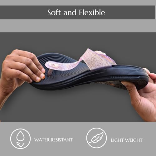 Image of TRASE Flat Slippers for Woman | Comfortable & Lightweight Adjustable Thong Strap Flip Flops | Durable Cushioned Footwear for Home, Casual, Beach & Outdoor Use