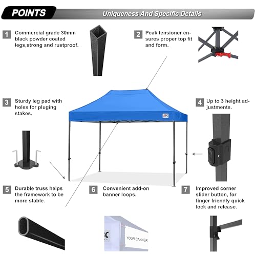 Image of ABCCANOPY Patio Pop Up Canopy Tent 10x15 Commercial-Series (Blue)