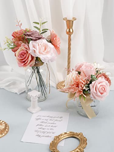 Jpsor Dusty Rose Flowers Fake Roses, Blush Flowers Pink Roses Artificial Flowers Combo Box Set With Foam Flowers For Diy Wedding Bouquets Bridal Shower Centerpieces Table Decoration #TOP5