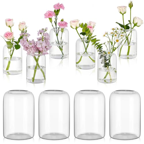 Small Glass Flower Vases, Set of 10 Clear Bud Vases