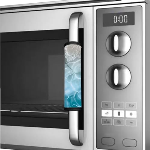 Image of 6 Pieces Fridge Oven Door Handle Covers Washable Fabric Kitchen Appliance Decor Handles Anti-Static Gloves for Fridge Oven Dishwasher, Water Wave Ripple Blue Gradient