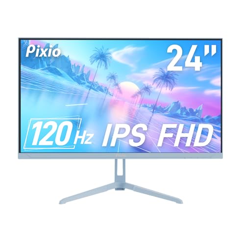Image of Pixio Two PX246 Wave Blue 24 inch 120Hz Refresh Rate FHD 1080p Resolution IPS Panel 4ms GTG Response Time Gaming Monitor and PS1D Wave Blue Dual Monitor Arm