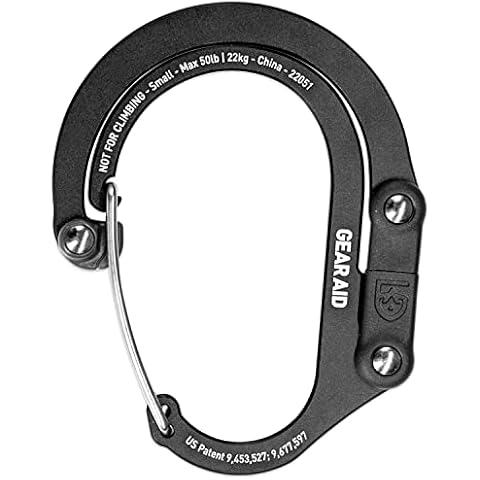 GEAR AID HEROCLIP Carabiner Clip and Hook (Small) For Purse, Stroller, and Backpack, Stealth Black Cover